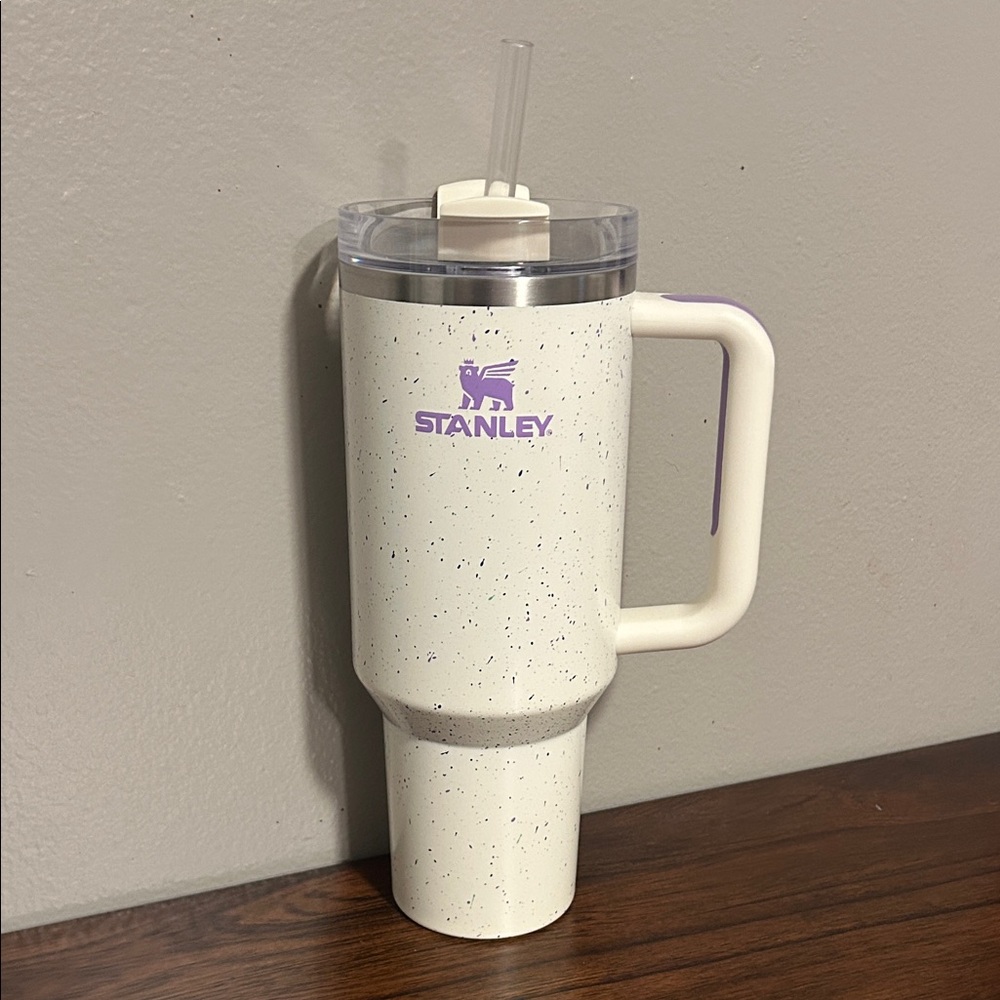 Stanley 40oz Purple Speckled Mug with Straw